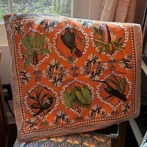 Pottery Barn Bird Scarf Print Pillow Cover, 20"x 20", Rare, Out of Print